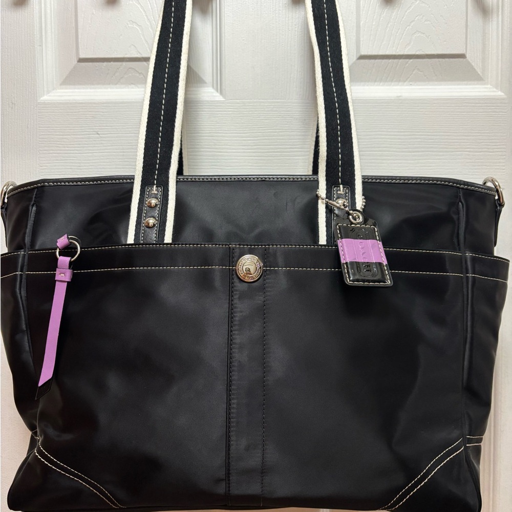 Coach L0894-F13331 Hamptons Weekend Black Nylon XL Multifunction Tote/Baby Bag - Picture 3 of 16